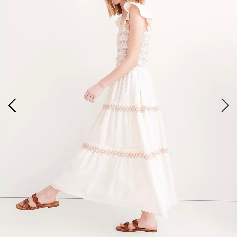 Madewell Lucie Smocked Tiered Midi Dress